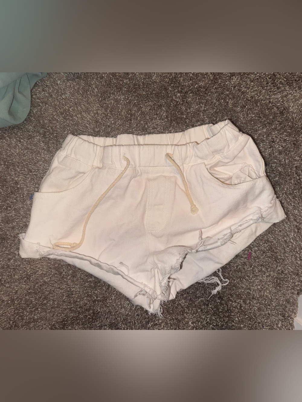 Women’s Cream Athletic Drawstring Fringe Shorts